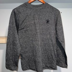 black and gray long sleeve T-shirt